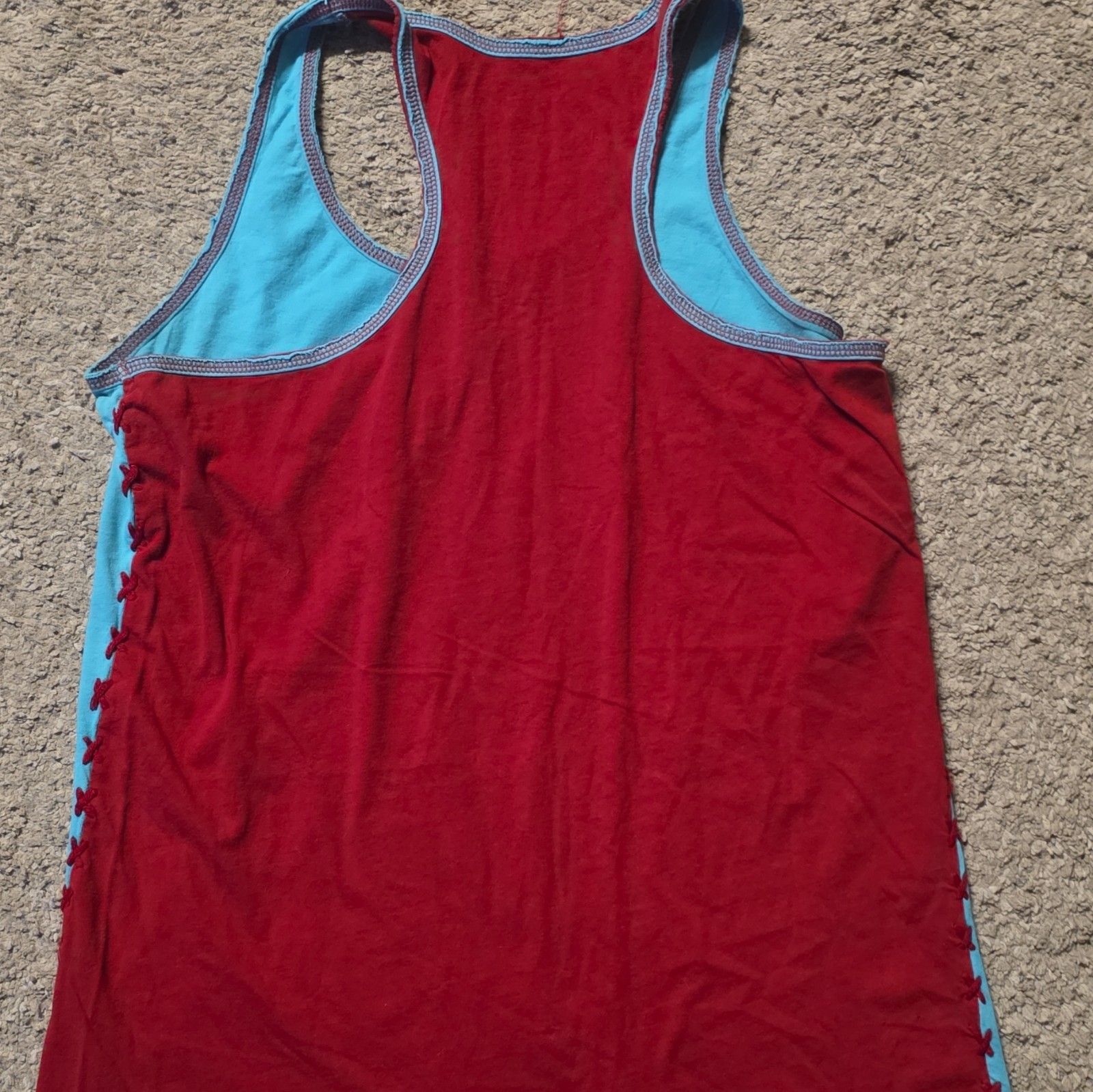 Cowgirl Tuff Co. Women’s M Blue/Red Scoop Neck Racerback Knit Tank Heart Graphic