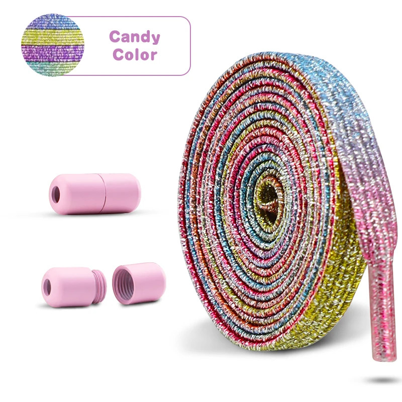 1Pair Colorful Shoelaces Without ties Kids Adult 0.7cm Flat Shoelace for Shoes E
