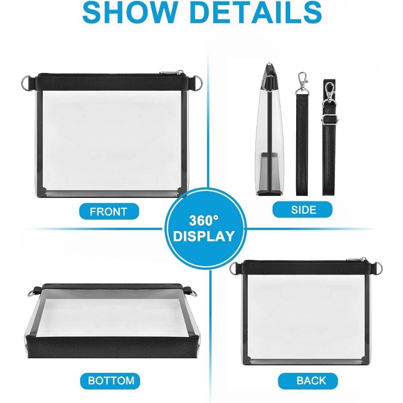Clear PVC Crossbody Bag Stadium Approved Square Purse for Women Trendy