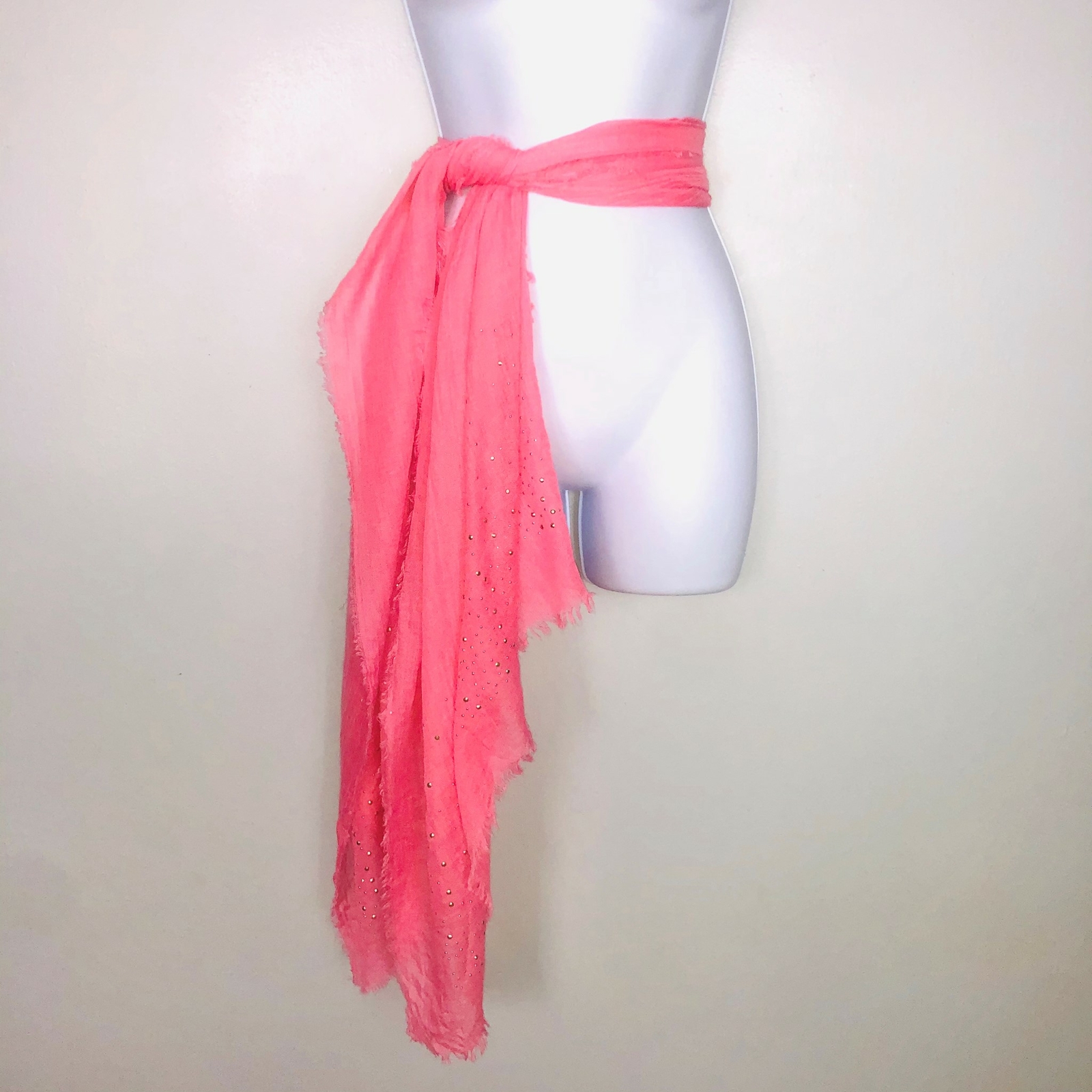 2 Chic Women Scarf Oversized Pink Silver Studded Multifunctional Y2K Revival NEW