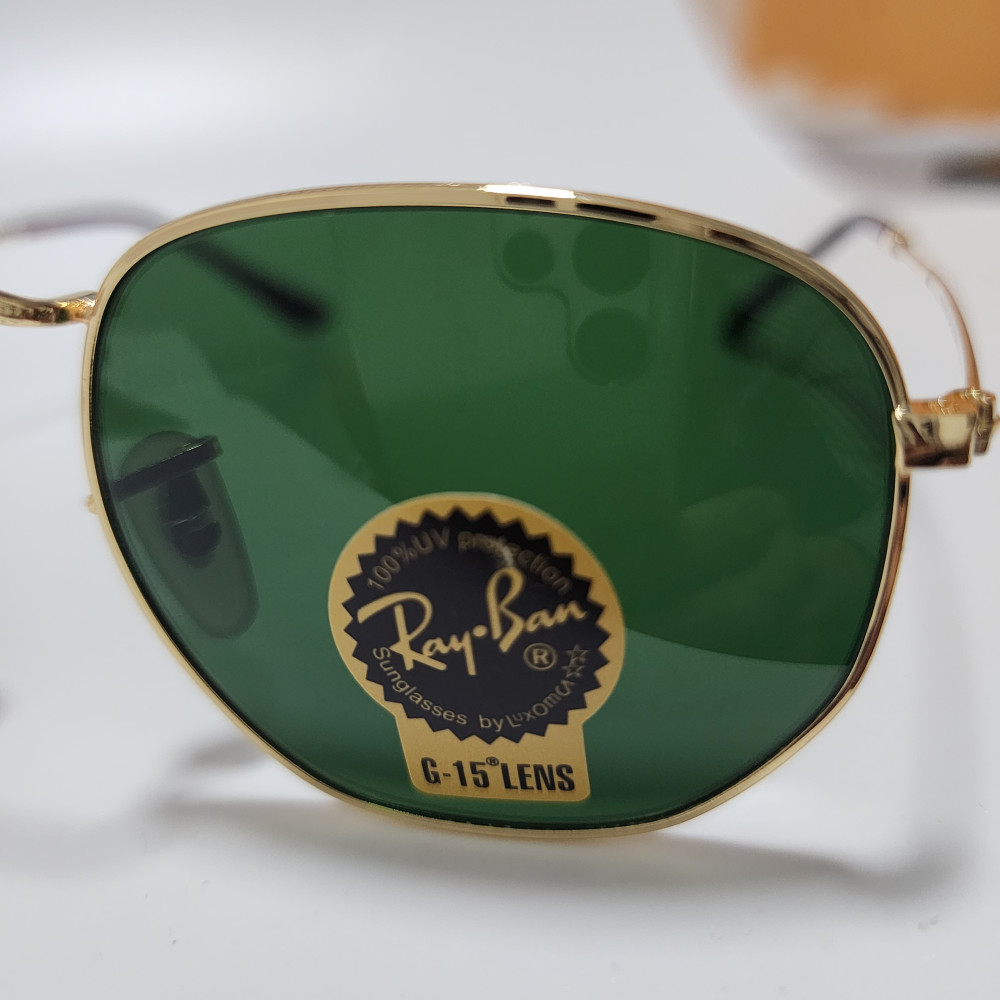 Ray-Ban RB3548N Hexagonal Sunglasses Gold Frame Glass Green Lens 51-21 mm