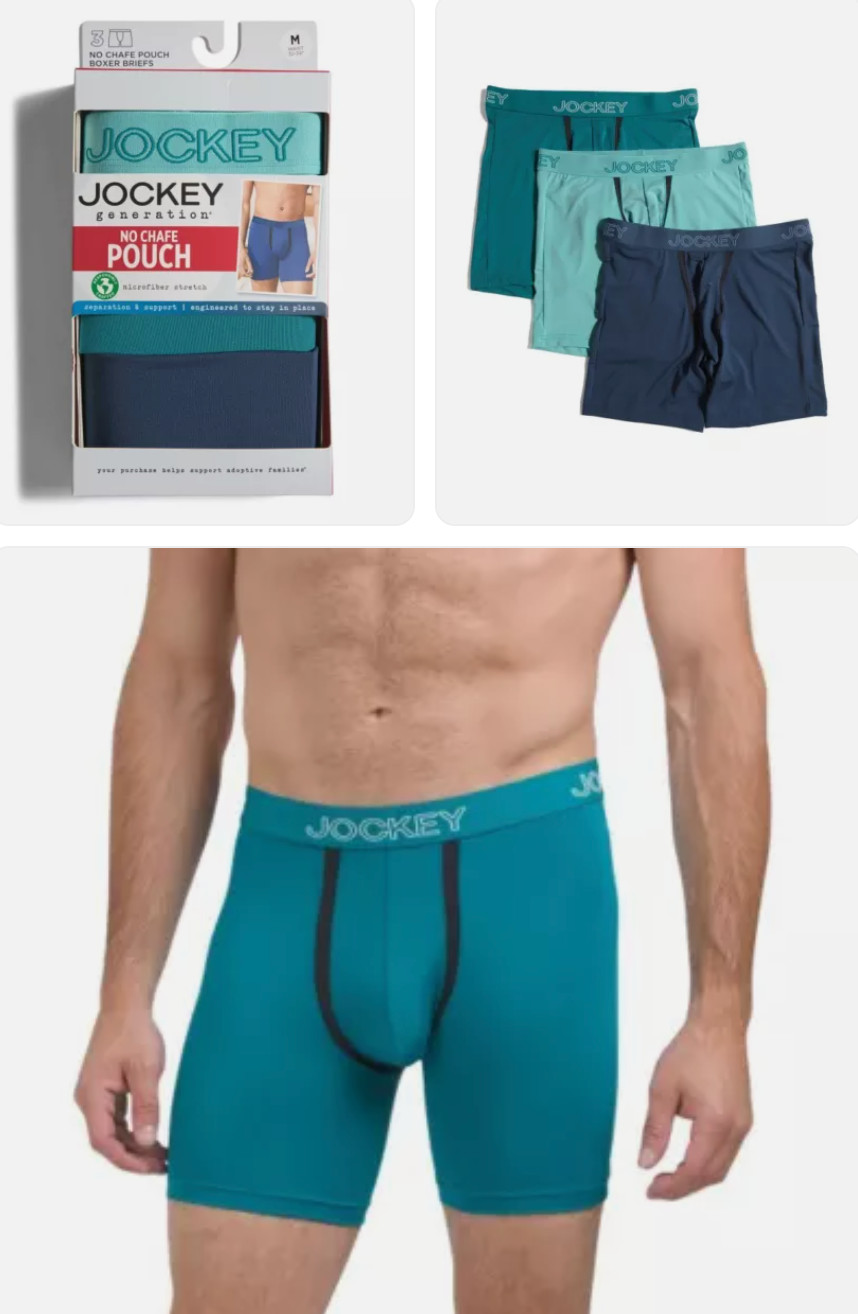 Men’s Jockey 3-Pack No Chafe Pouch Stretch Boxer Brief (Navy-Green) Underwear