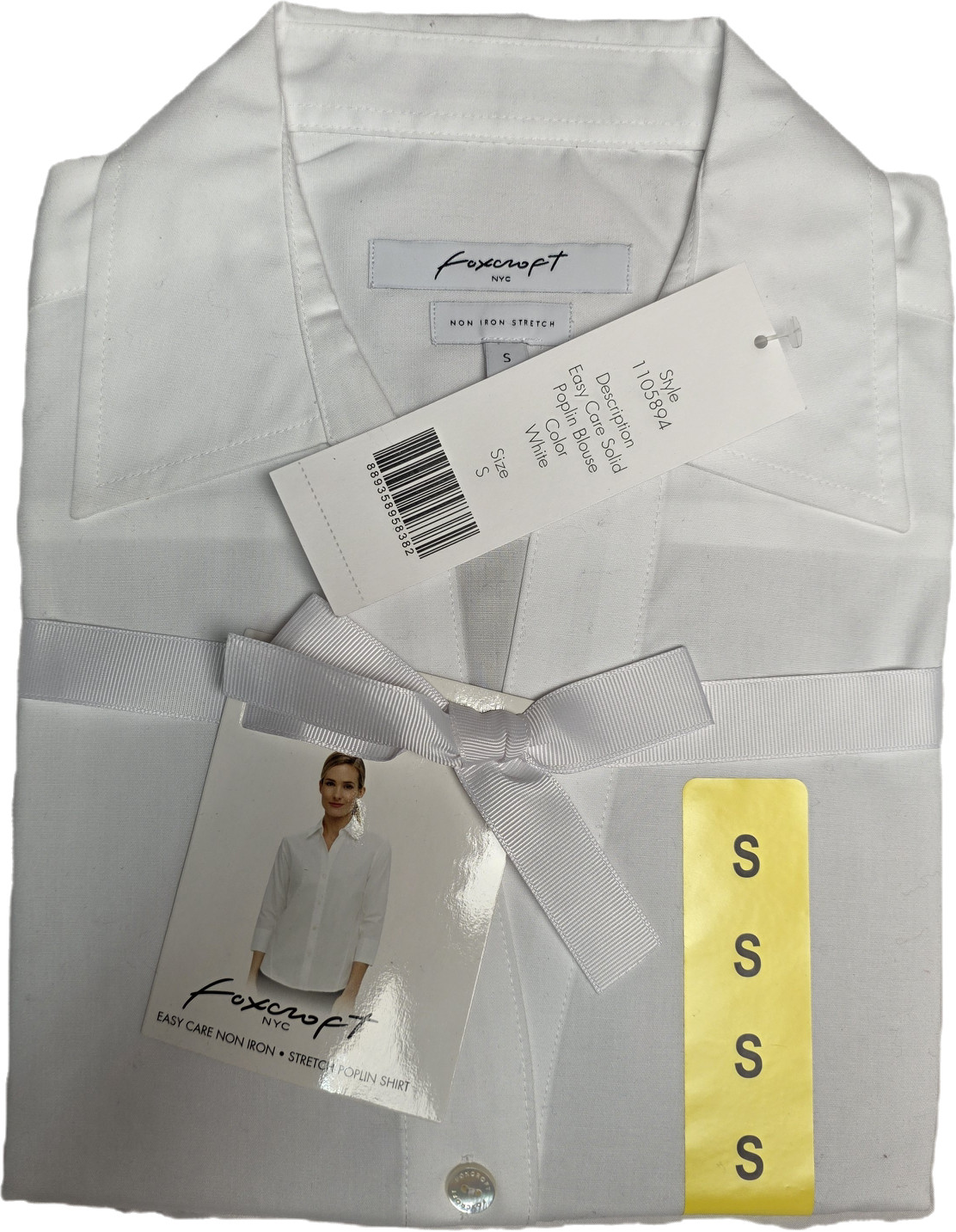 NEW Foxcroft Womens Collared Button Down Dress Shirt Easy Care Poplin Blouse
