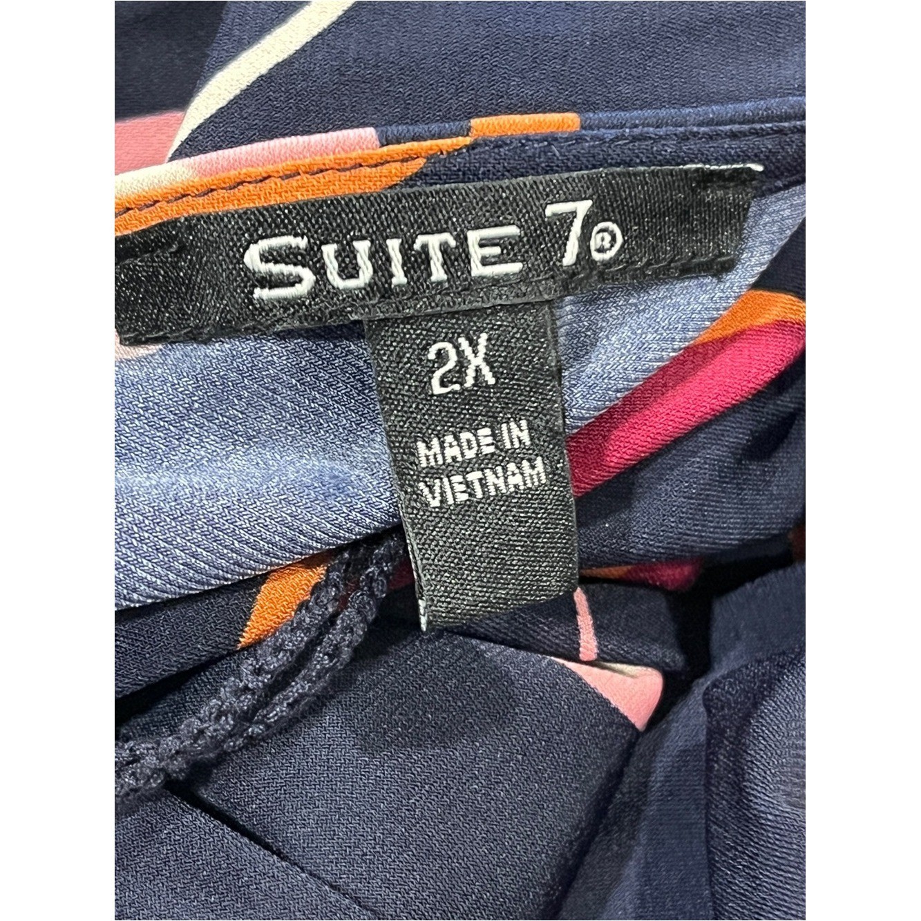 Suite 7 Navy Floral fake Wrap plus size Midi Dress size 2X
