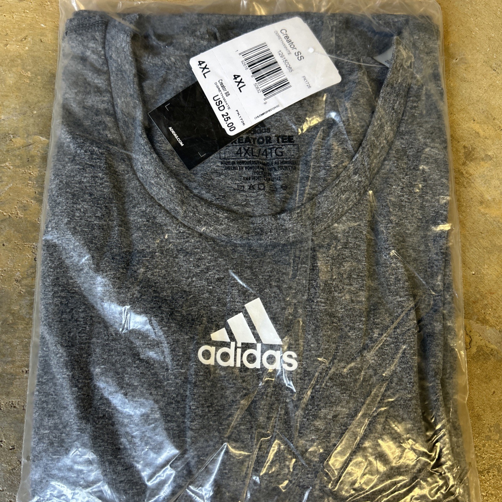 Adidas Creator Tee Short Sleeve FK1726 Dark Grey Heather Men’s Size 4XL – NWT