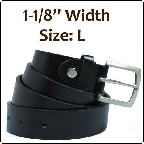 1-1/8″ Width Brown Leather Belt With Buckle – Size L 37″- 41″