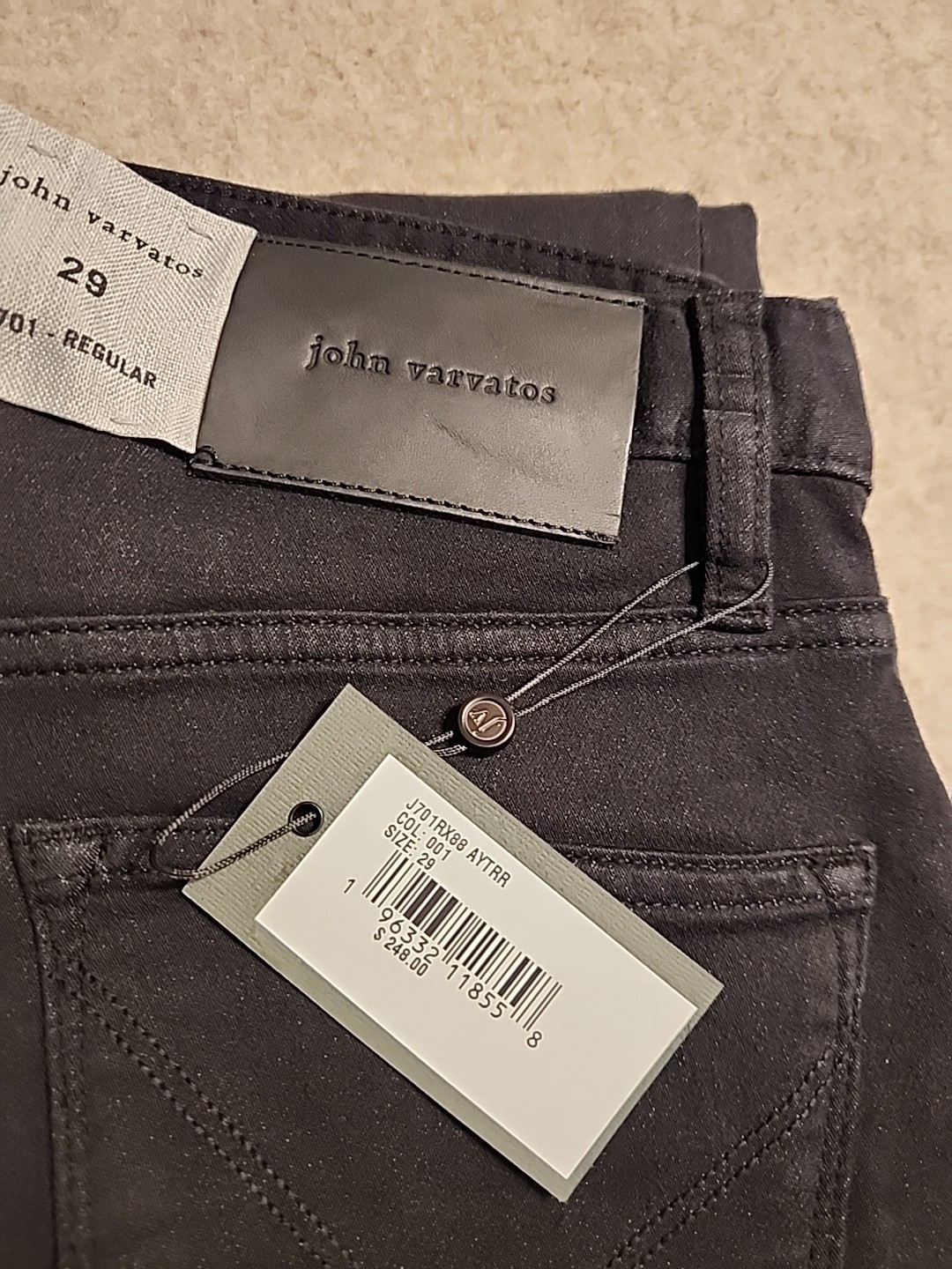 NWT $248 John Varvatos Black Weft Jeans Sz 29×33 J701 regular J701 RX88AYTRR