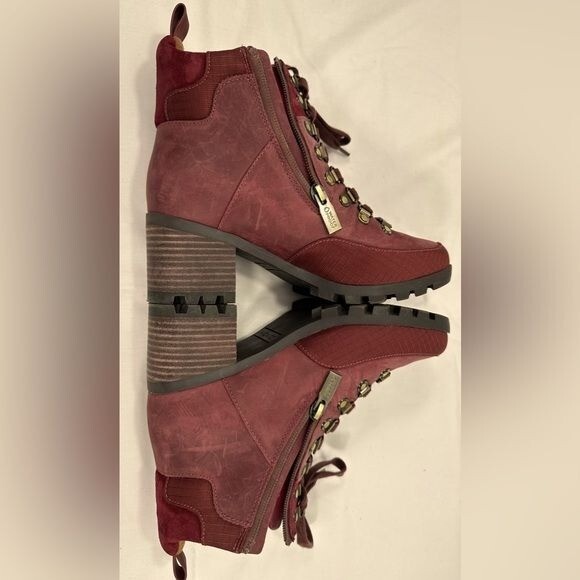 Vionic Womens Spencer Burgundy Combat Boots Size 5 Medium (B, M)