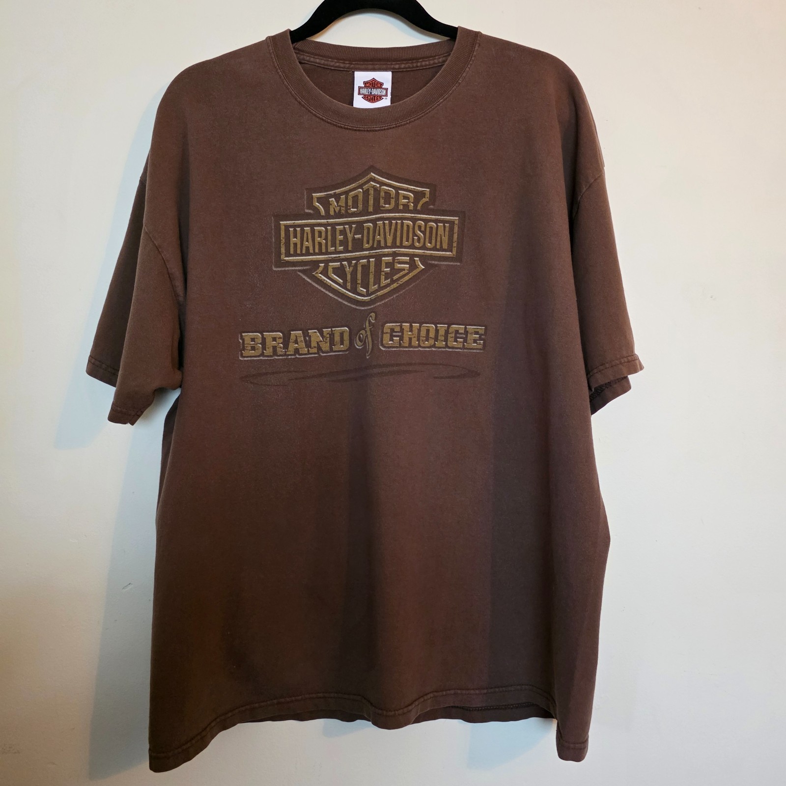 Vintage Harley Davidson Shirt XL Brown Gasoline Alley Red Deer Alberta Pumpjack