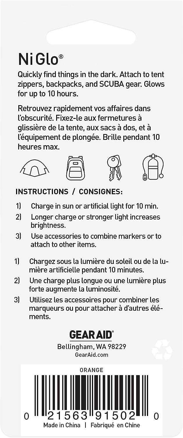 Gear Aid Ni Glo Glow-in-the-Dark Gear Marker Keychain Solar Light Source Camping