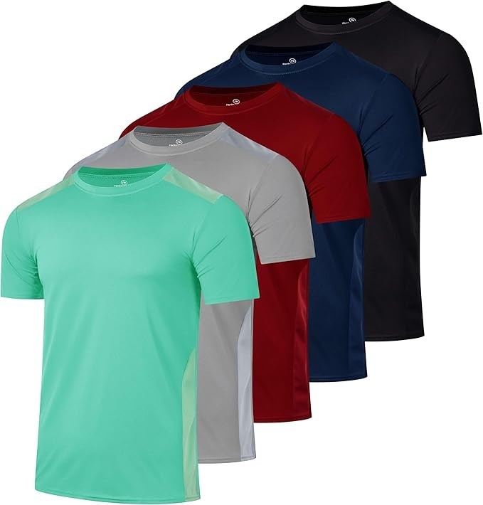 (5-Pack) Men’s Active Athletic Dry-Fit Performance T-Shirts
