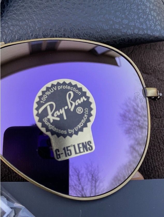 Ray Ban Aviator RB3026 Sunglasses 62mm Purple Lens/Gun-colored Frame