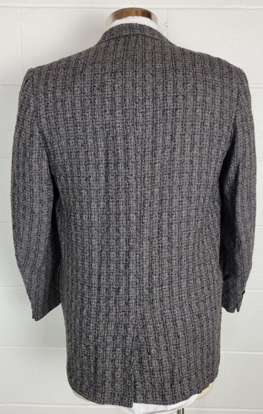 Vintage 50s Dobbshire Mid Century Atomic Fleck Tweed Sport Coat Gray Red 40?