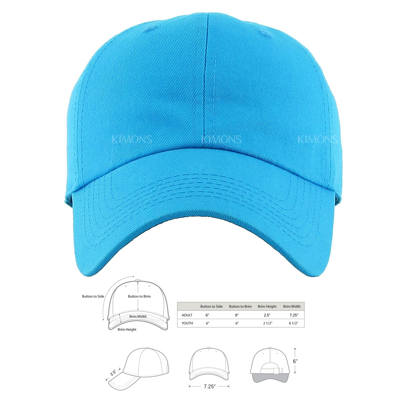 Premium 100% Cotton Baseball Cap Solid Plain Dad Hat Adjustable Mens Womens PC