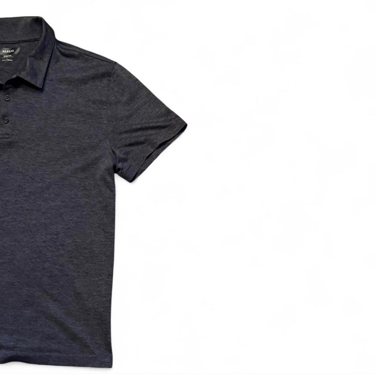 Alfani Polo Shirt Mens L Gray Stretch Short Sleeve Casual Lightweight