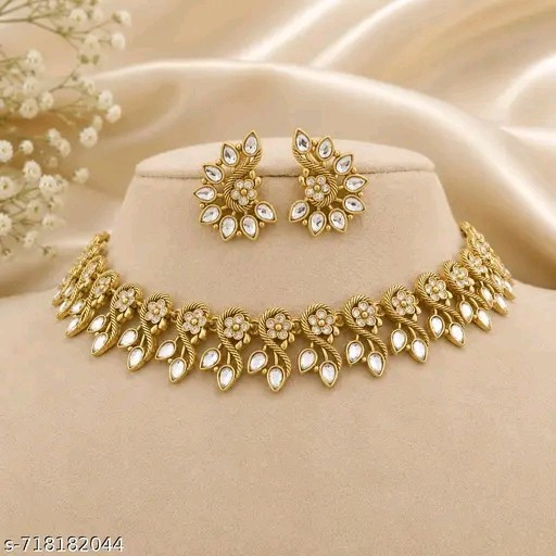 Indian Bollywood Gold Plated Kundan Choker Bridal Necklace Earrings Jewelry Set