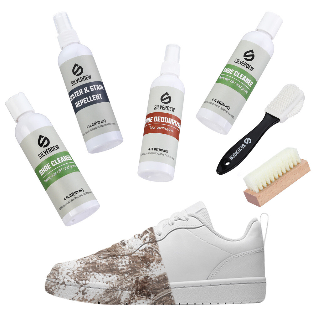 7PIECE Shoe Cleaning Kit w/2 Bottles Shoe Cleaner Deodorizer Protector 2 Brushes