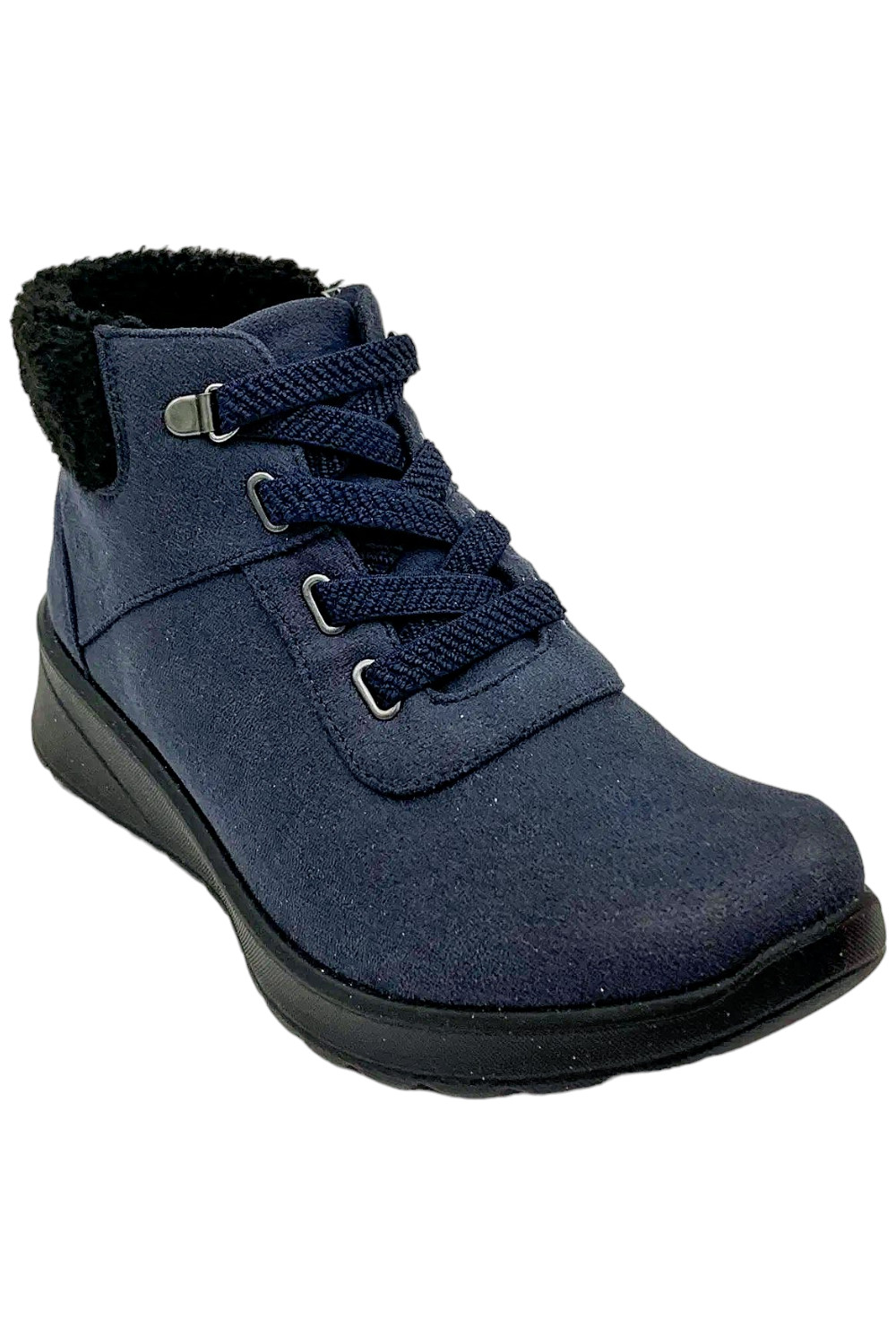 Bzees Women’s Garner Machine Washable Shearling Ankle Bootie Navy