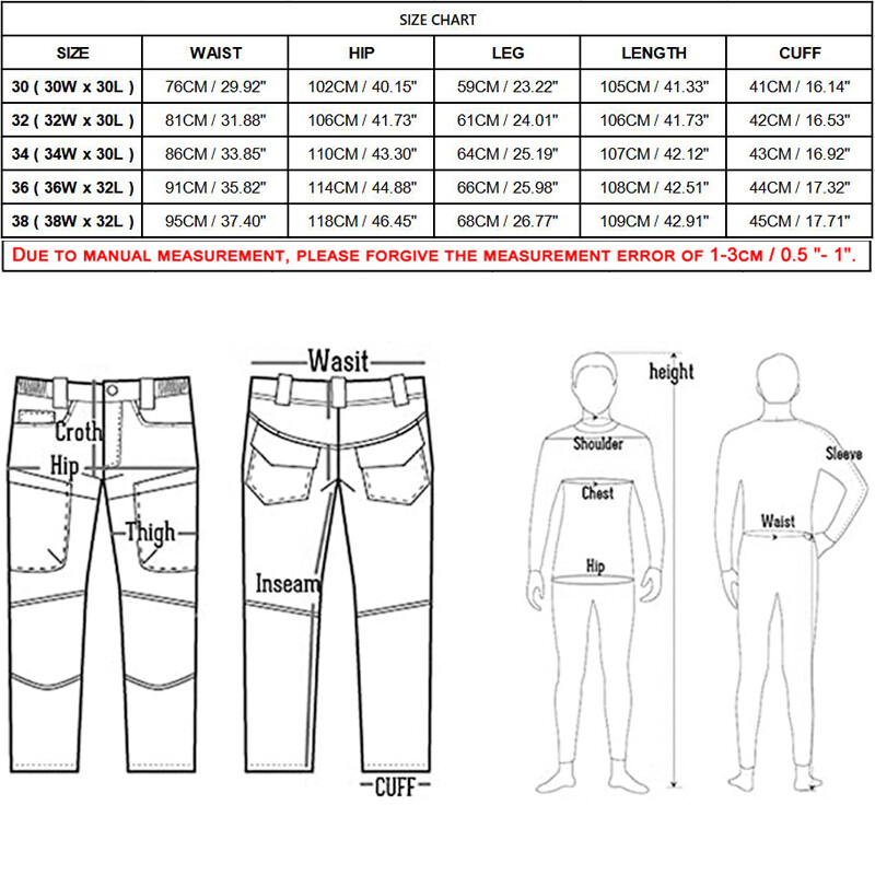 Men’s Army Tactical Combat 100% Cotton Cargo Work Pants Outdoor Hiking Trousers