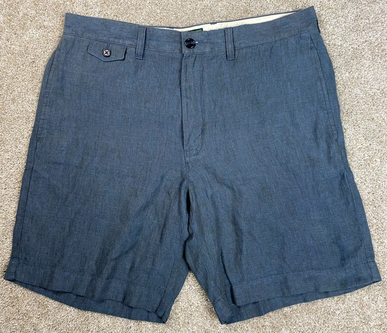 J. Crew Men’s 100% Linen Shorts Blue Size 34 Inseam 8.5 inches