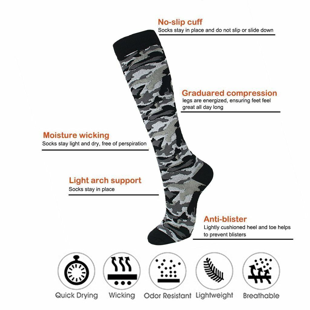 2pc Nylon Compression Socks 20-30mmHg Graduated Support Mens Womens Sports Socks