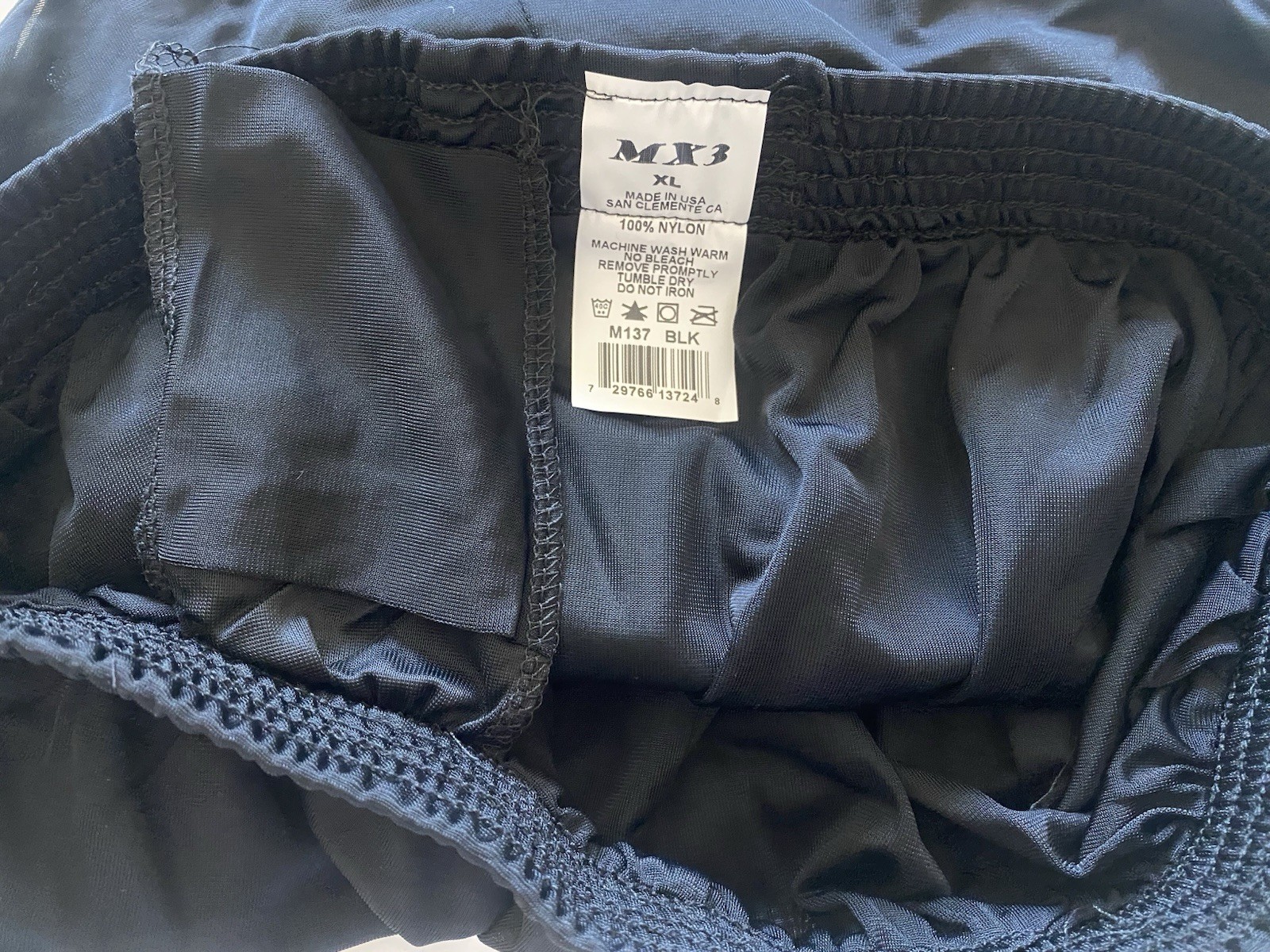 MX3 PT Shorts 137 Size XL Made In USA 100% Nylon Black Elastic Waist Pockets