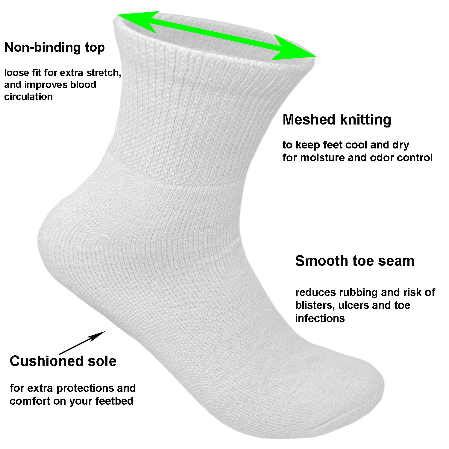 Men Low Cut Diabetic Quarter Crew Circulatory Socks Health Cotton Solid Loose