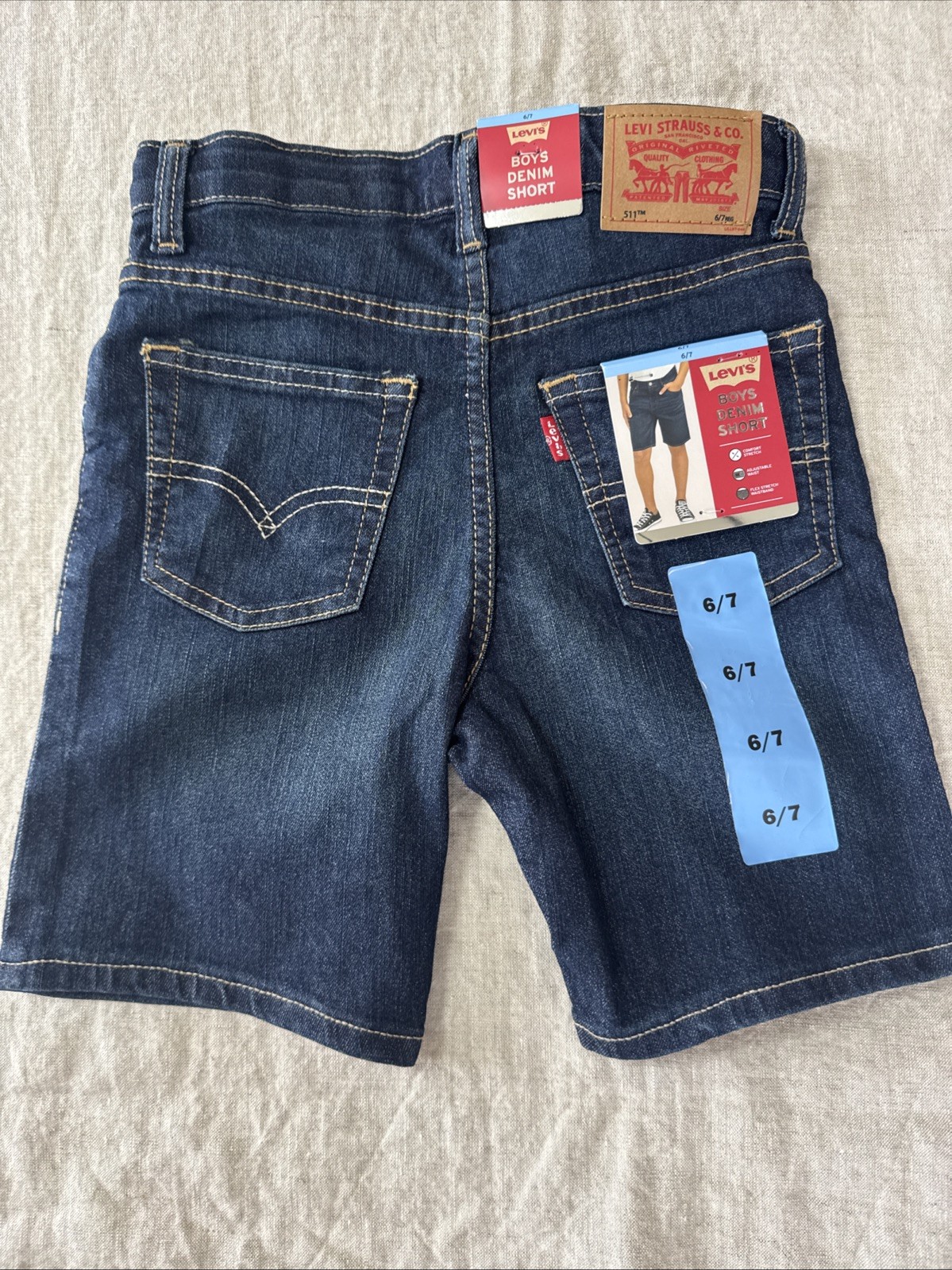 Levi’s Boys 511 Stretch Soft Flexible 5 Pocket Denim Slim Fit Short Size 6/7 NWT
