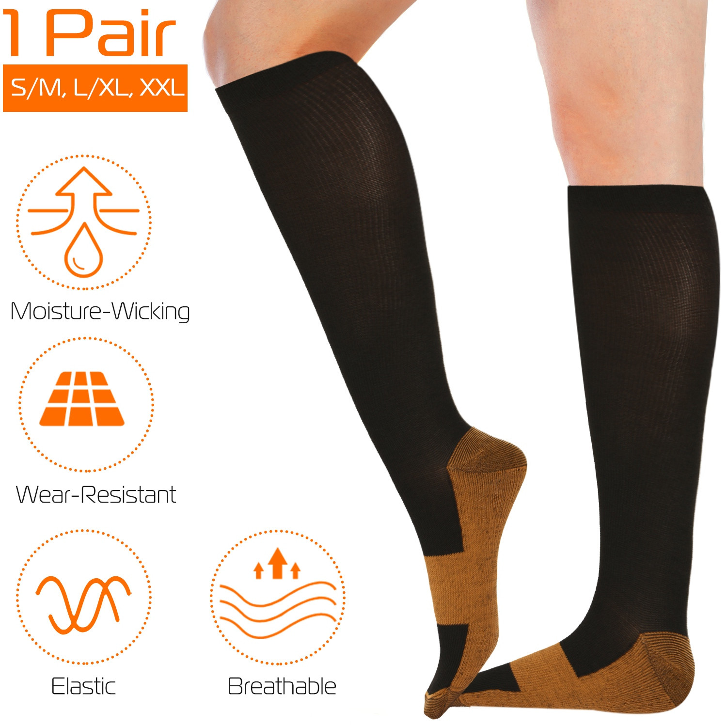 Copper Compression Socks Graduated Support Socks for Running Nursing Recovery
