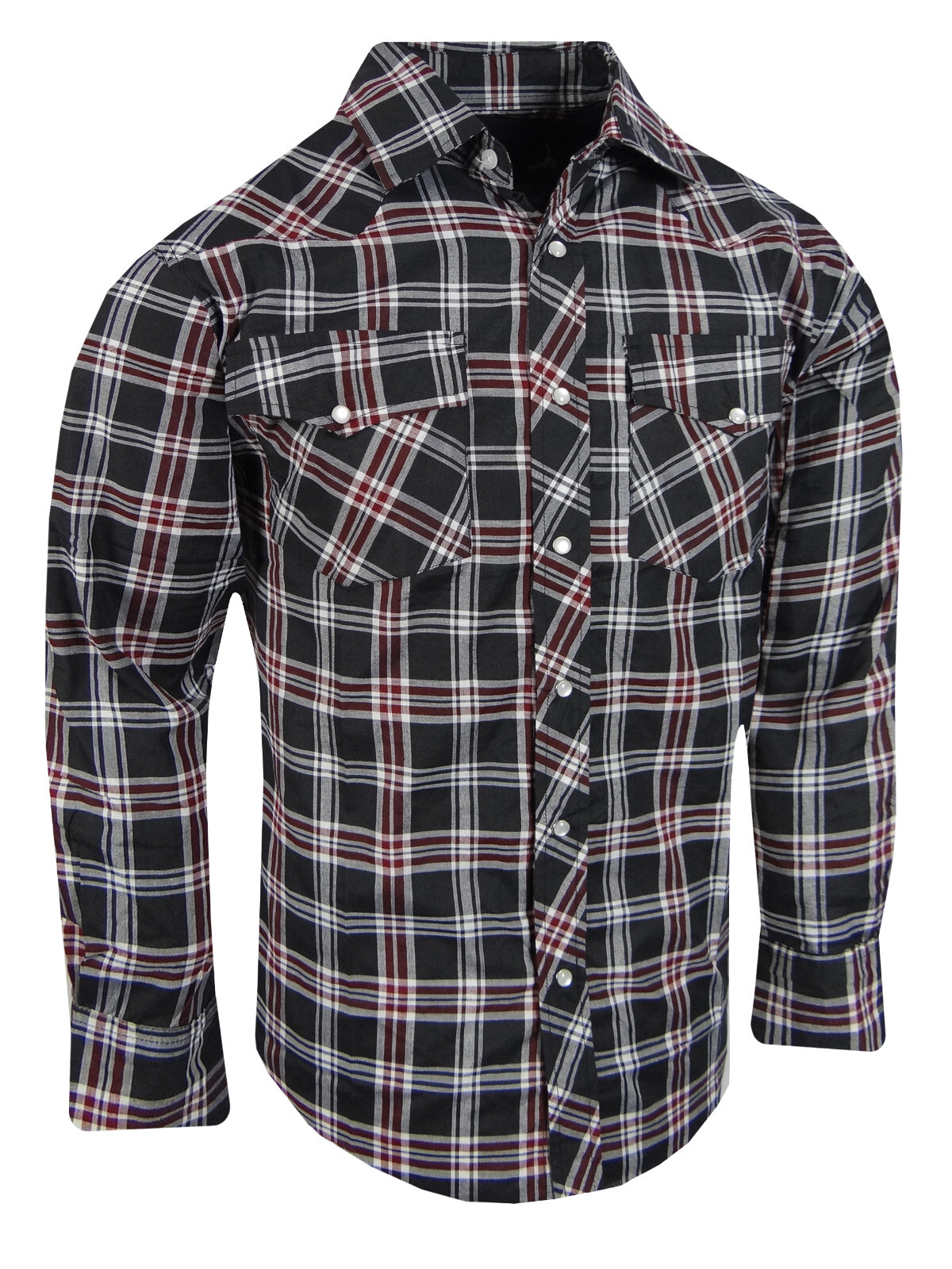 Plaid Western Shirt Mens Triple Snap Cuff Flap Pockets TRUE FIT Country Casual d
