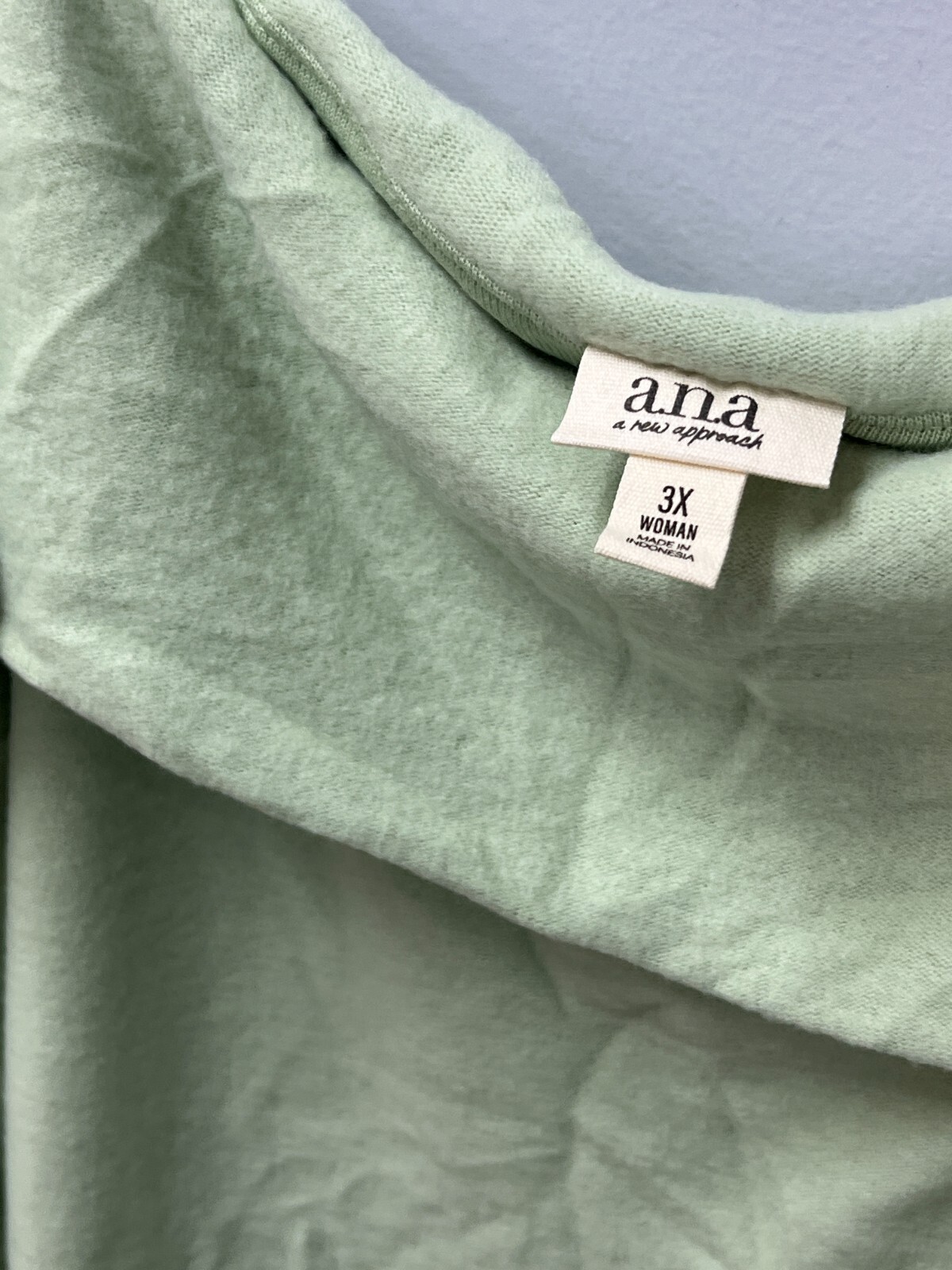 a.n.a. Mint Green Off the Shoulder Long Sleeve Sweater Sz Plus 3X Straight Neck