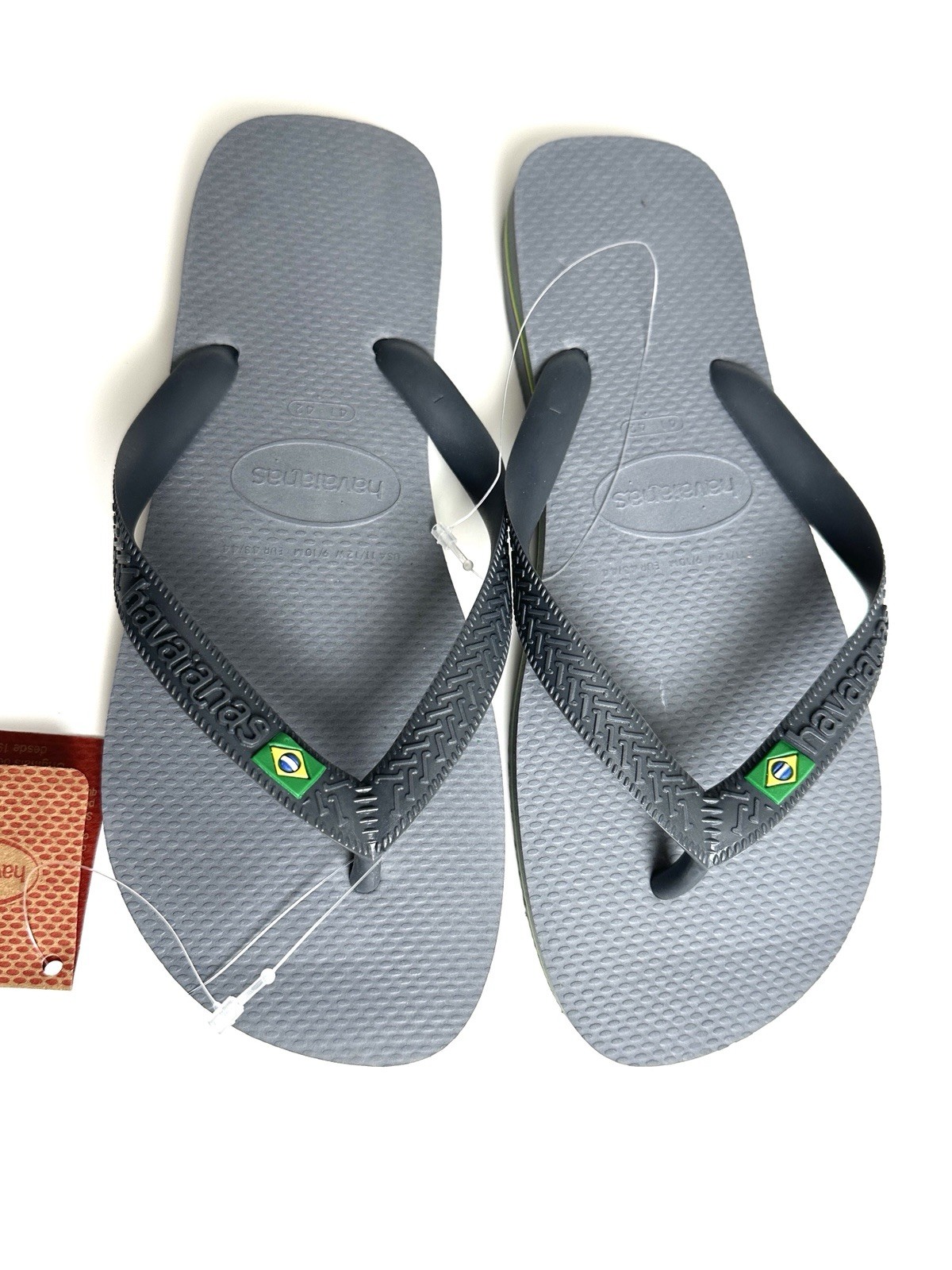 Havaianas Brazil Logo Flip Flops Steel Gray Size Mens 9/10 Womens 11/12 NWT
