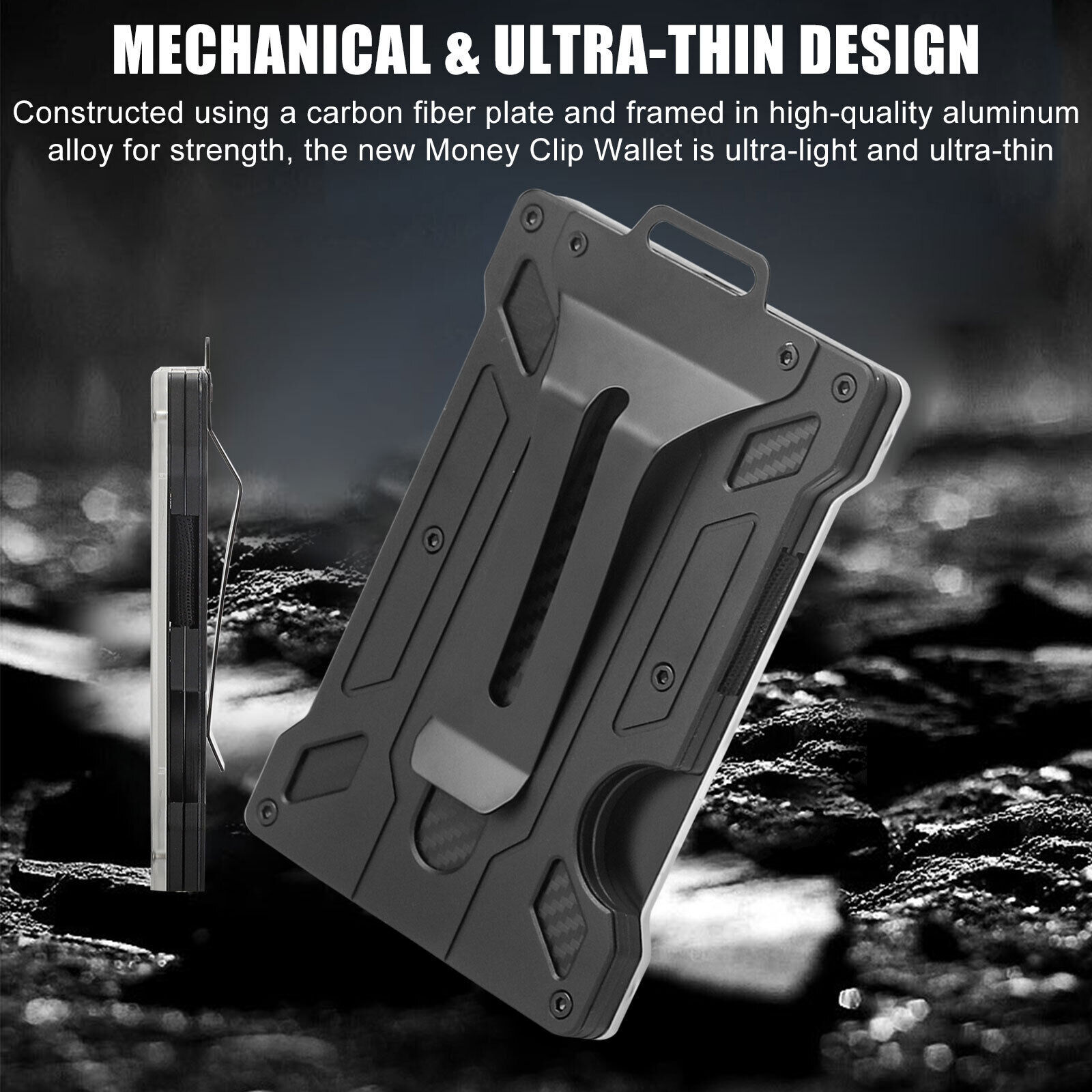 Men’s Aluminum RFID Blocking Money Clip Slim Credit ID Card Holder Metal Wallet