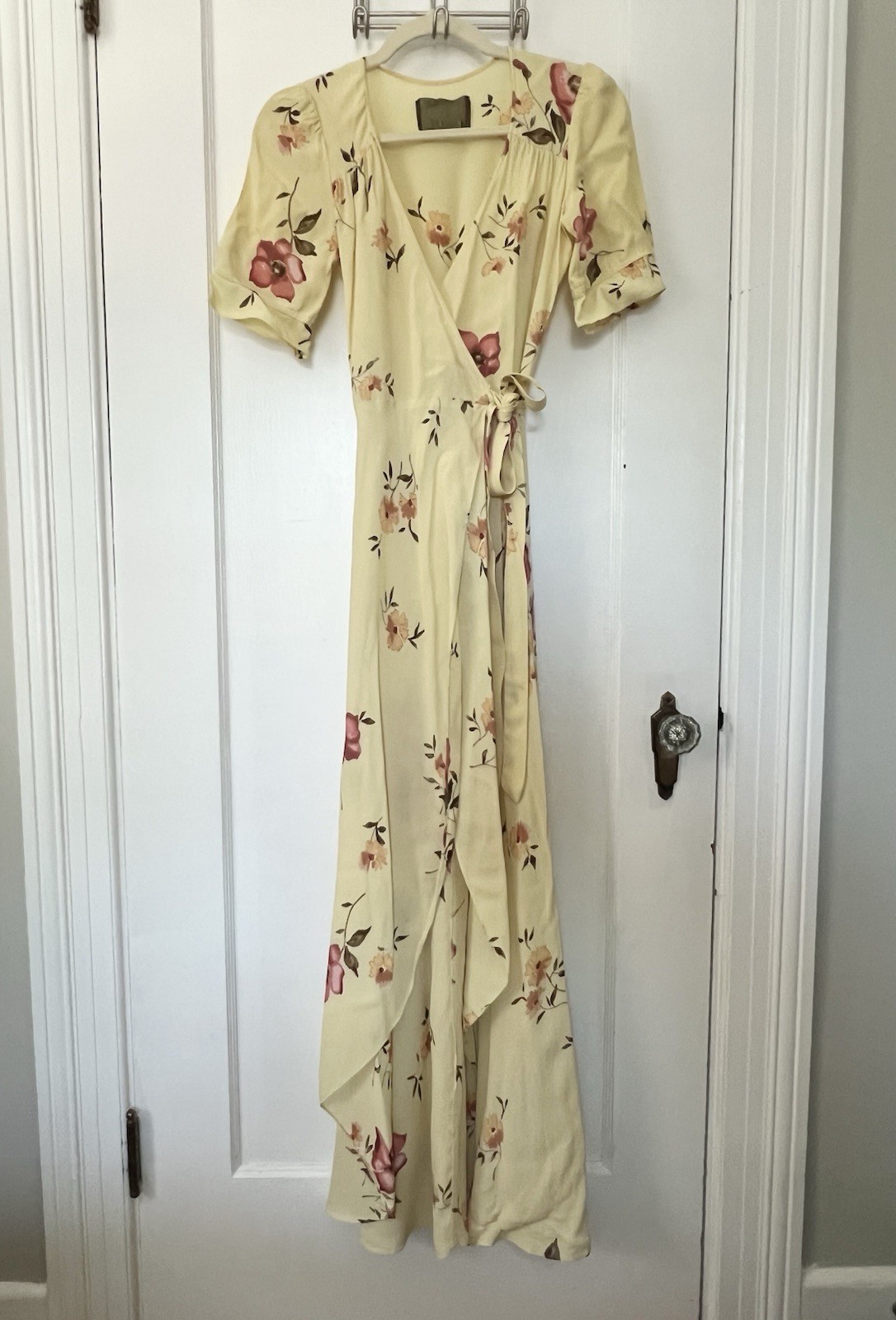 Reformation Yellow Floral Wrap Dress XS Good Condition (See Description)