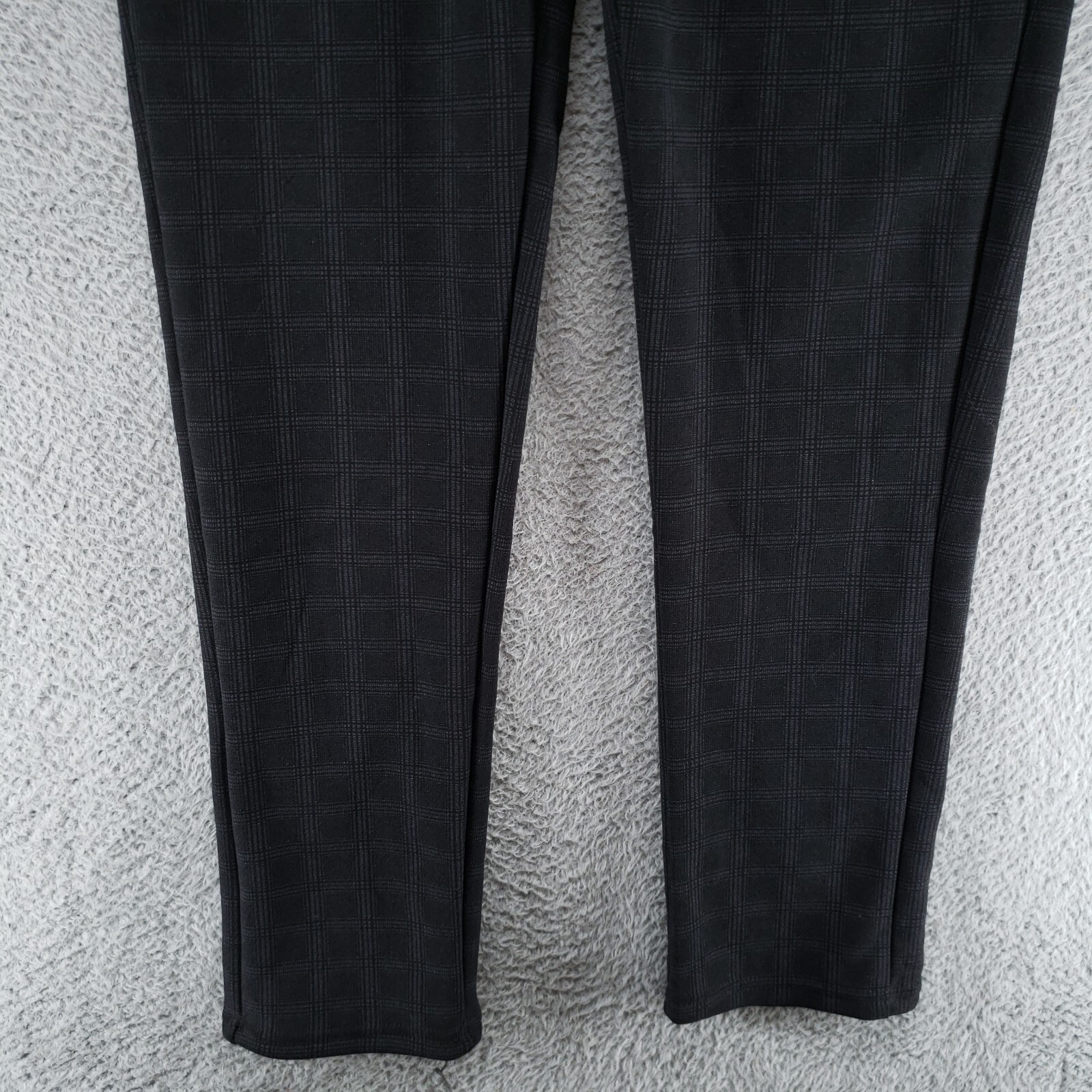Dark Plaid Womens 4 Polyester Spandex Blend Dress Pants Gray