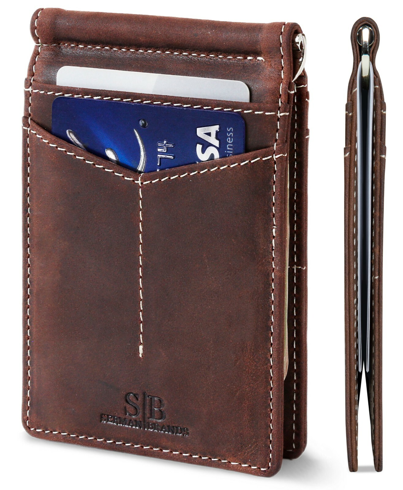 SERMAN BRANDS Money Clip Wallet – Mens Wallets Slim Front Pocket RFID Blocking