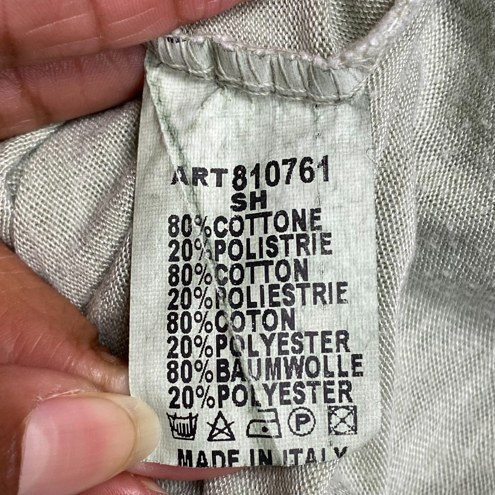 Made In Italy Women Green Cotton Knit Silver Fiber V Neck Cap Sleeve Blouse L/XL