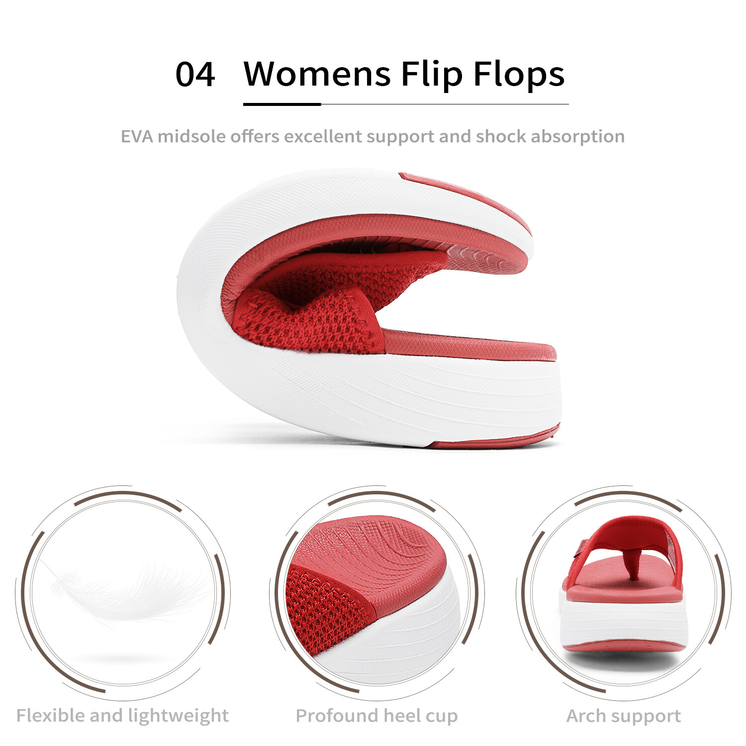 Women’s Arch Support Soft Cushion Flip Flops Summer Beach Walking Thong Sandals