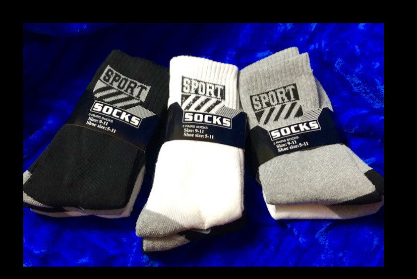 3pk sport winter crew socks 80% cotton,2mm-4mm Thickness,UNISEX,black,white,gray