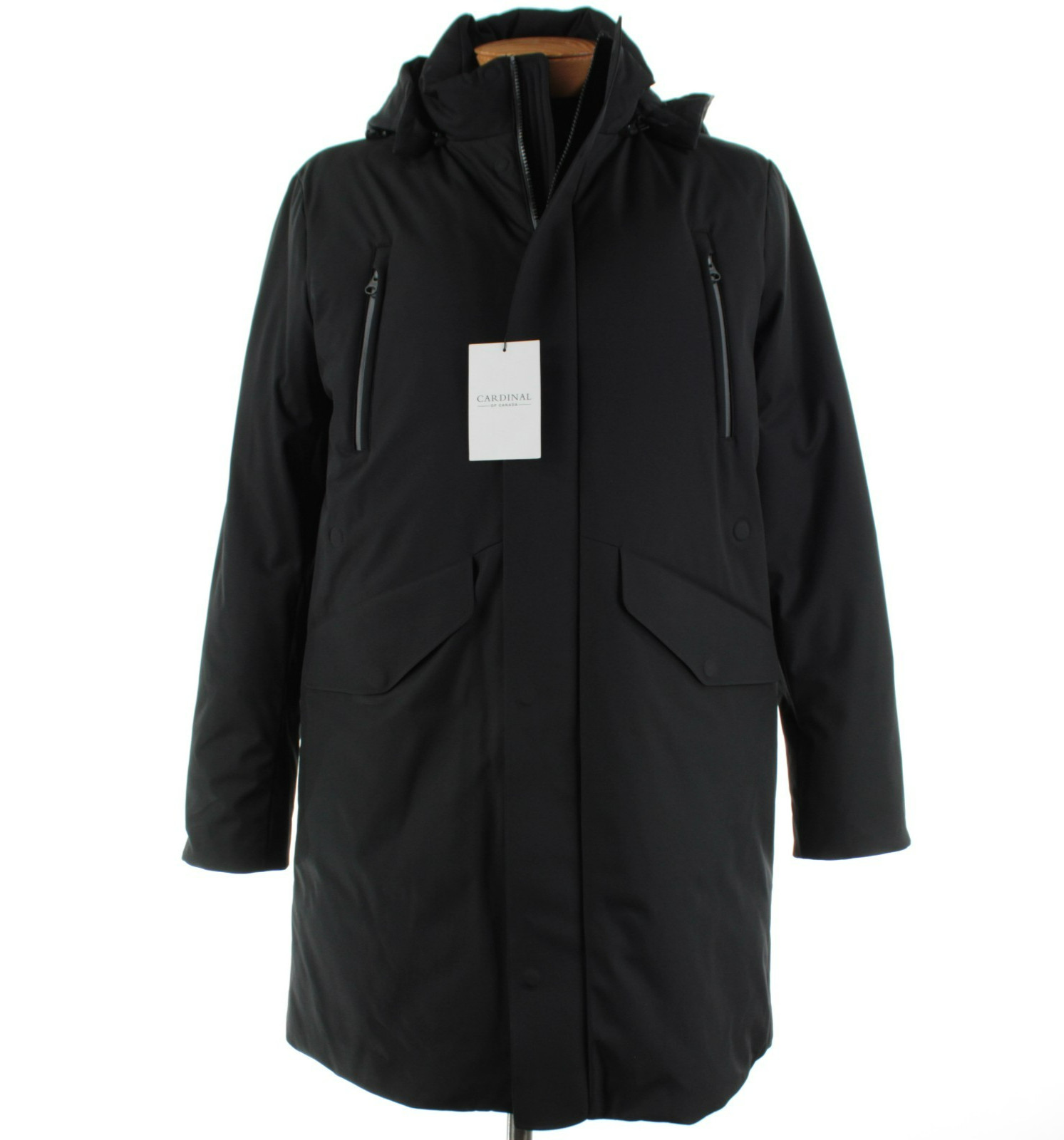 Cardinal of Canada NWT Nylon Blend Hooded Jacket Size Large US In Solid Black