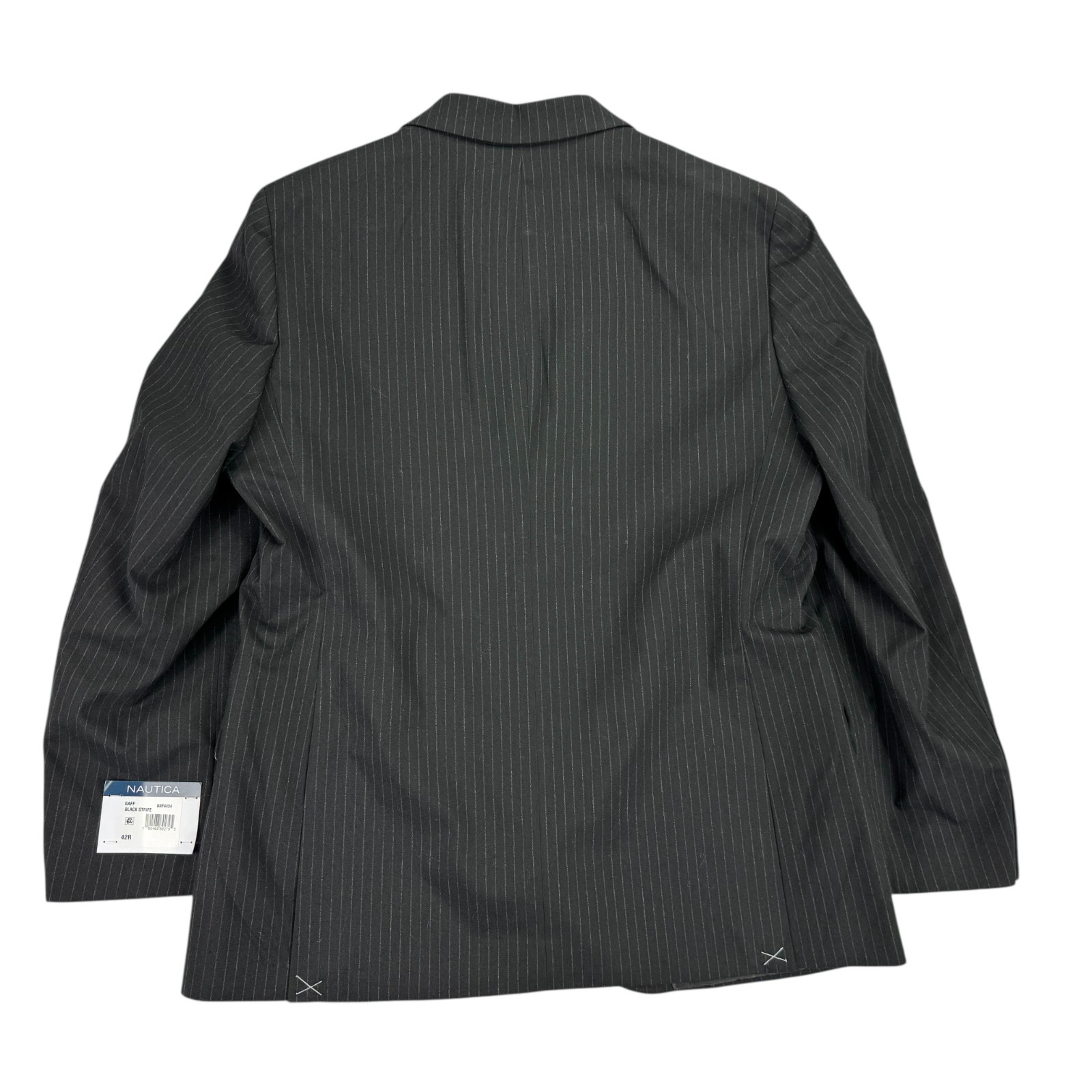 Nautica Mens 2-Piece Modern Fit Active Stretch Pinstripe Suit Black 42R 36W