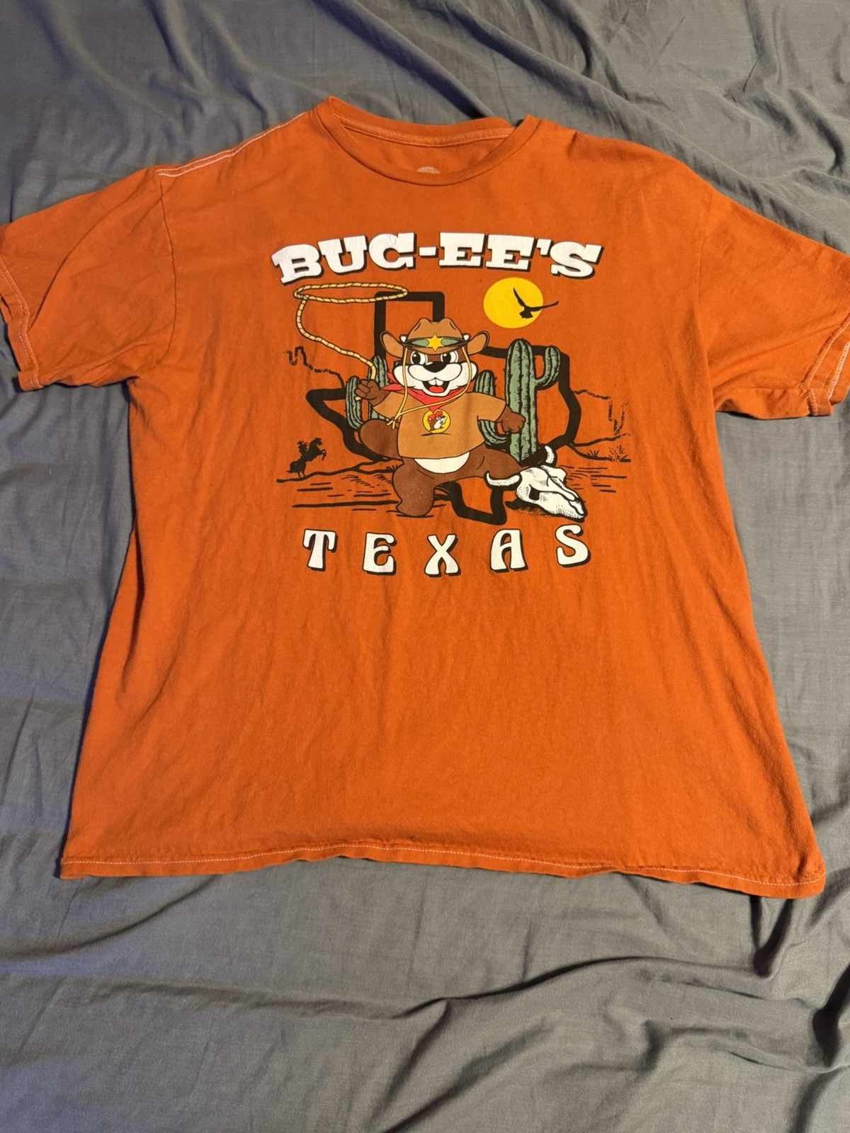 Buc-ee’s Orange Texas Beaver Cowboy Graphic T-Shirt Men’s Size L