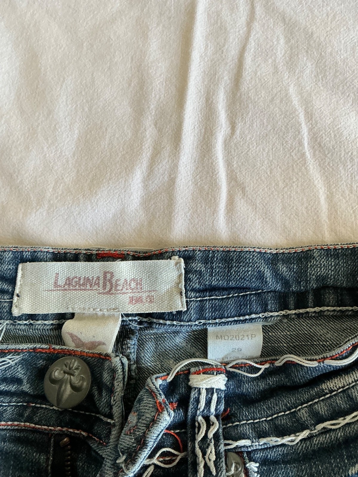 Women’s Laguna Beach Jeans MD2021P Boot Cut Embroidered Thick Stitch 29×32
