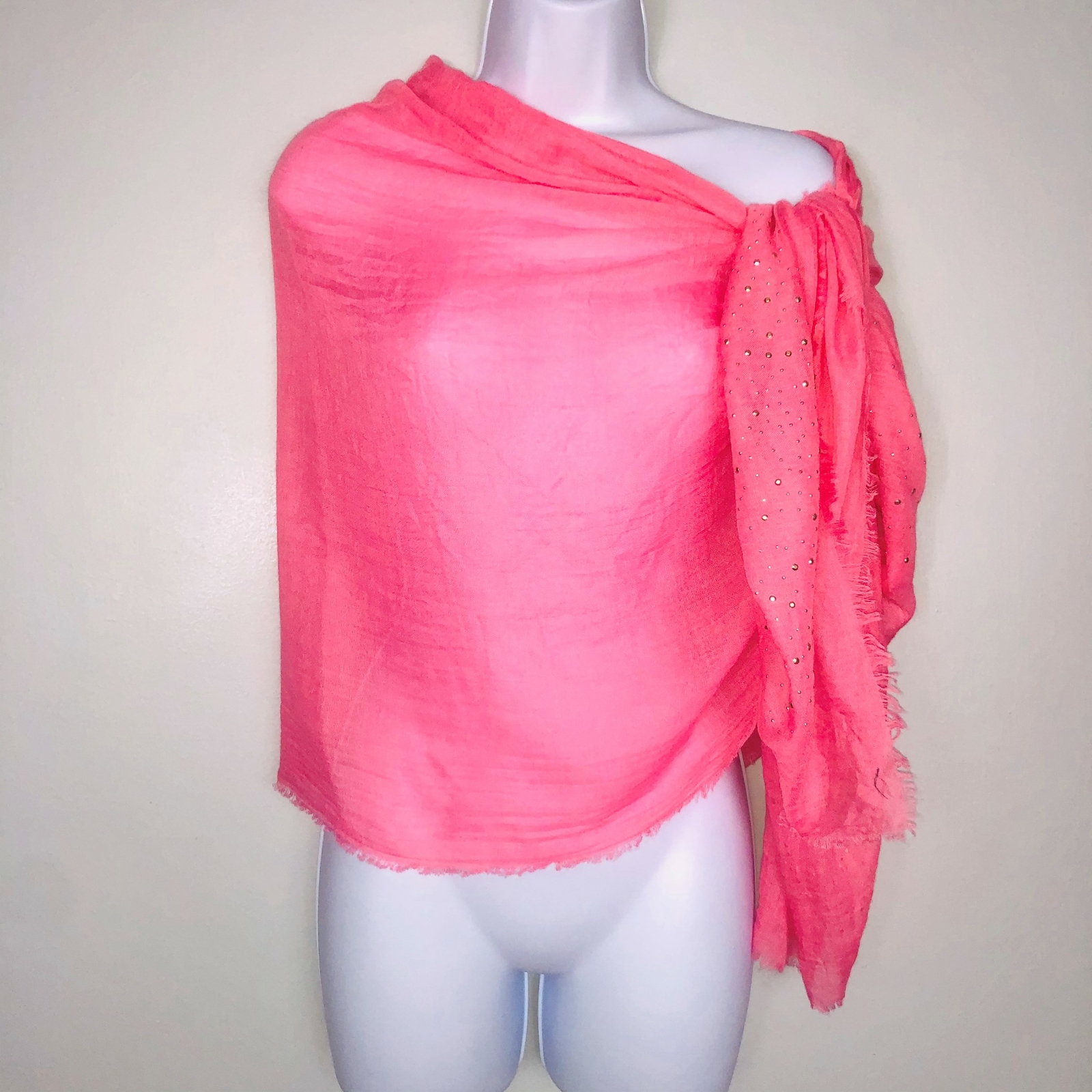 2 Chic Women Scarf Oversized Pink Silver Studded Multifunctional Y2K Revival NEW