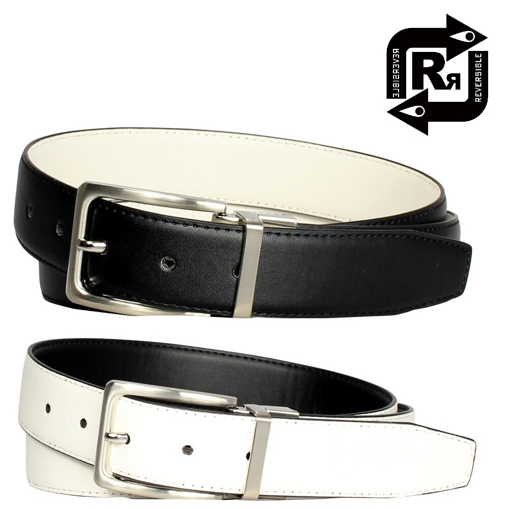 2-Pack: Men’s Genuine Leather Reversible Dress Belts – Assorted Colors