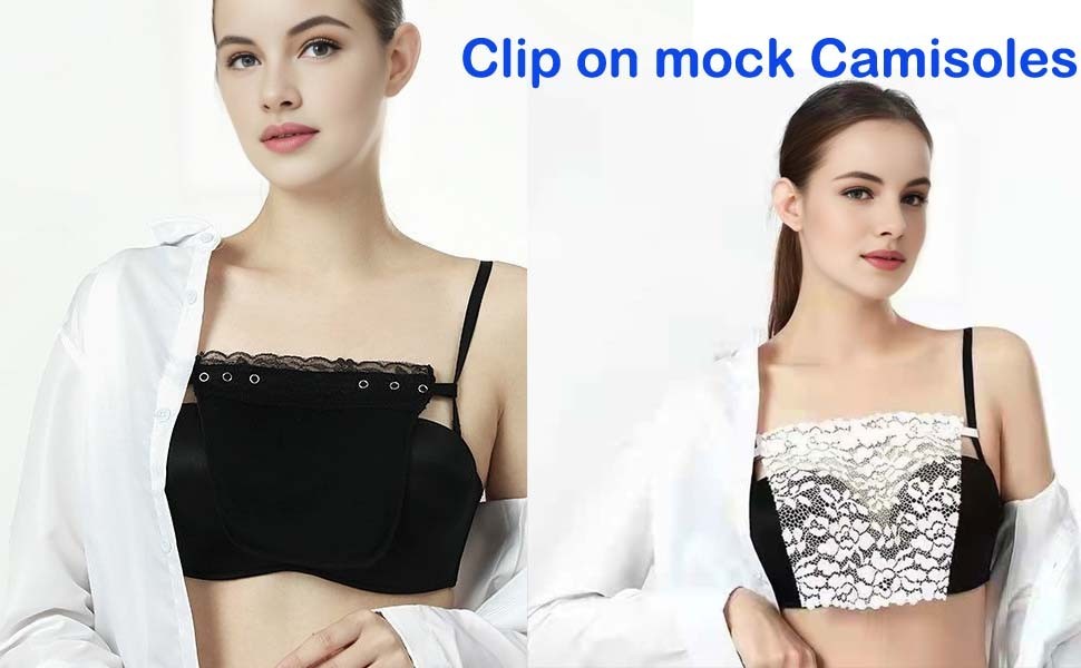 7 Pack Women Lace Cami Clip-on Mock Camisole Overlay Modesty Panel Fashion Gift