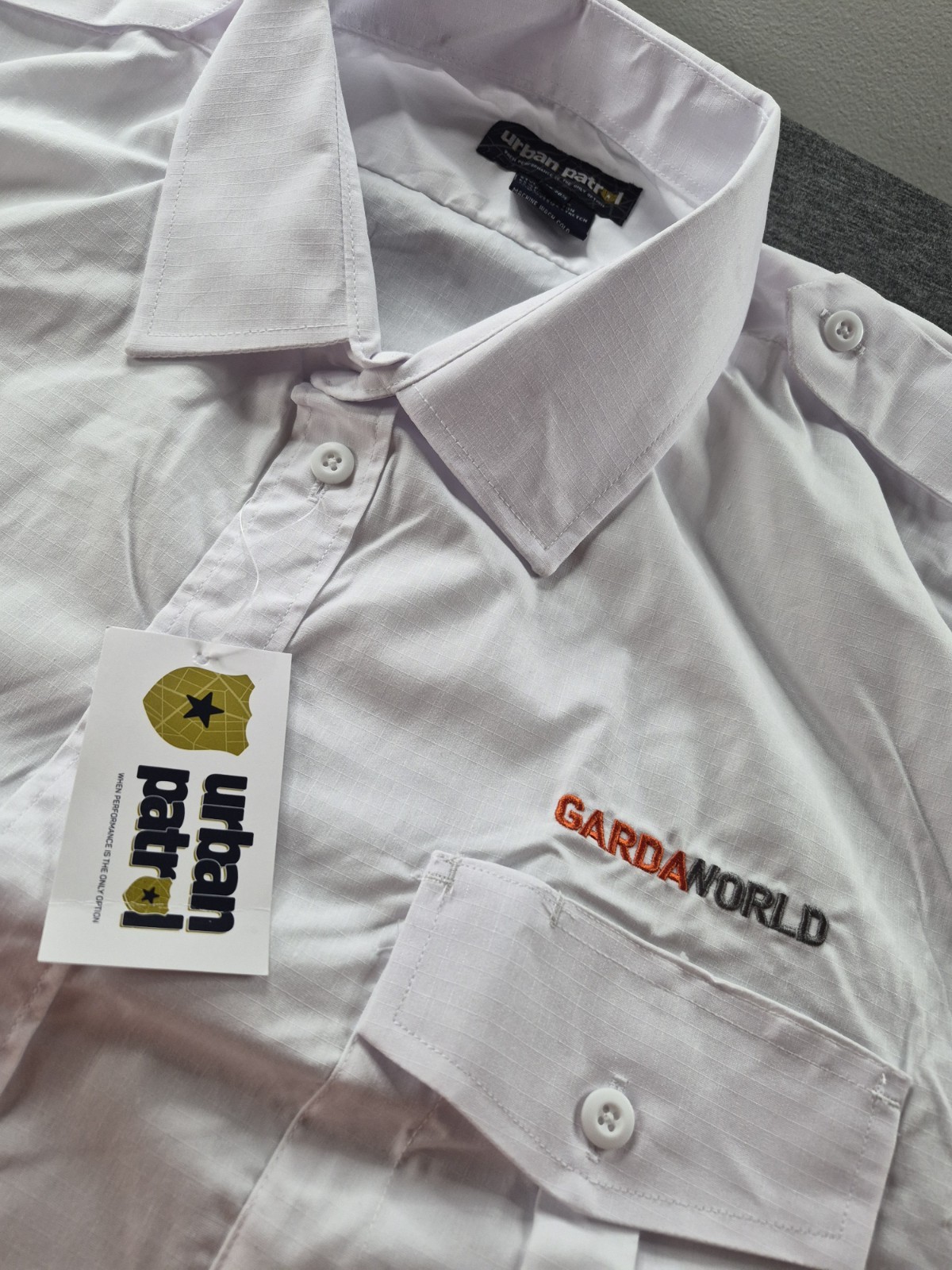 Urban Patrol GardaWorld Security Shirt White Size 20 65% Polyester Fiber Stretch