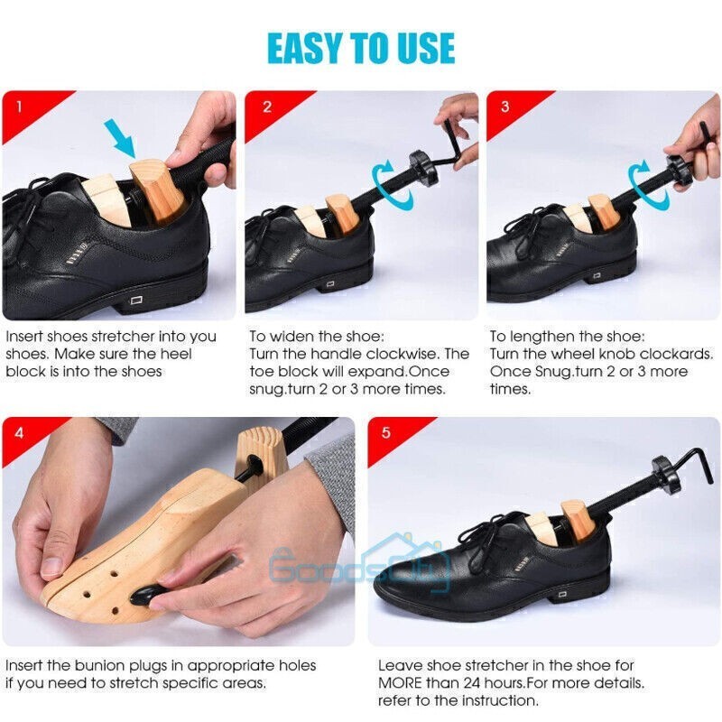 2-Way Wooden Adjustable Shoe Stretcher Expander Men Women Boot Size US 9-13