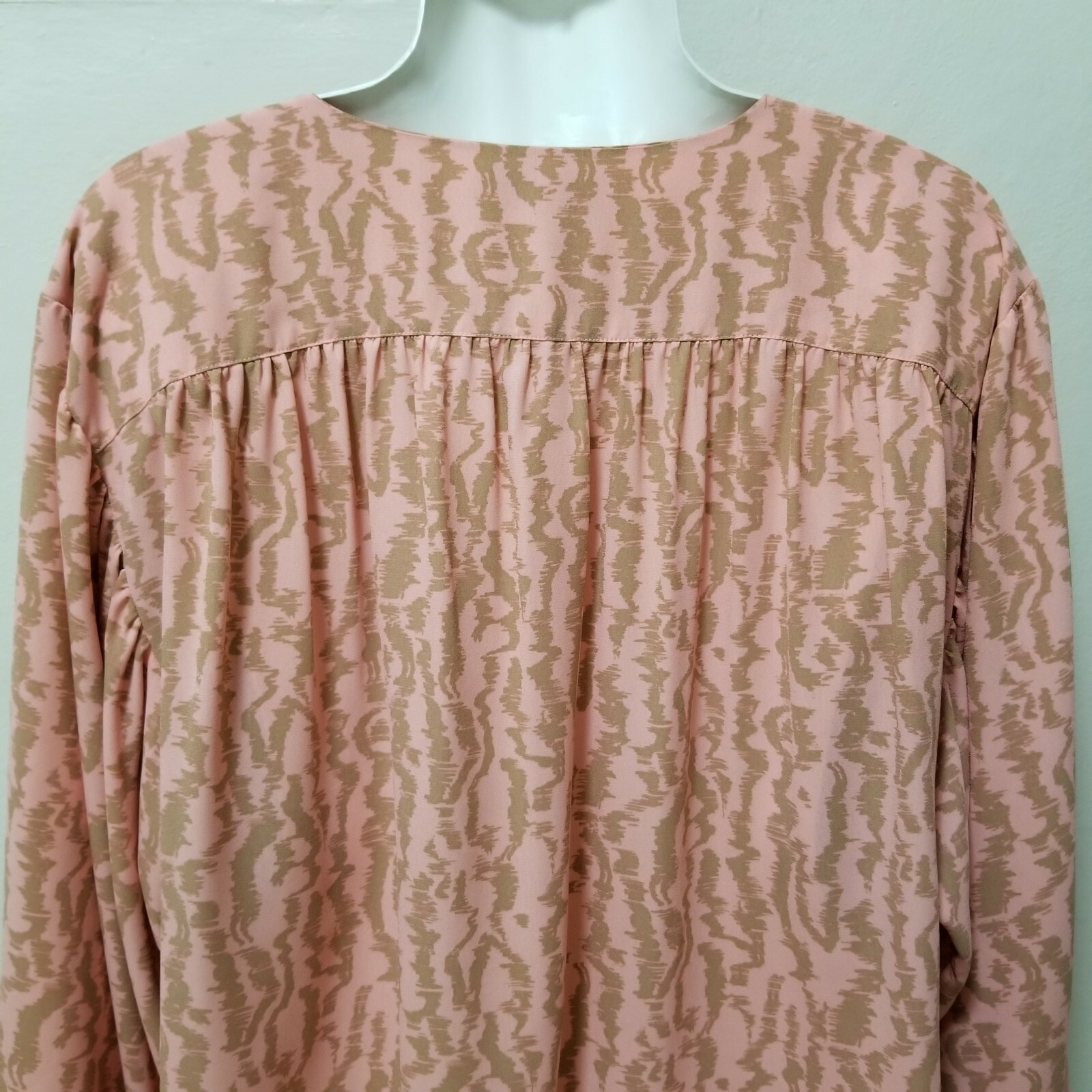 Elizabeth and James Top Blouse Peach Boho Print Button Down Billowy Balloon XXL