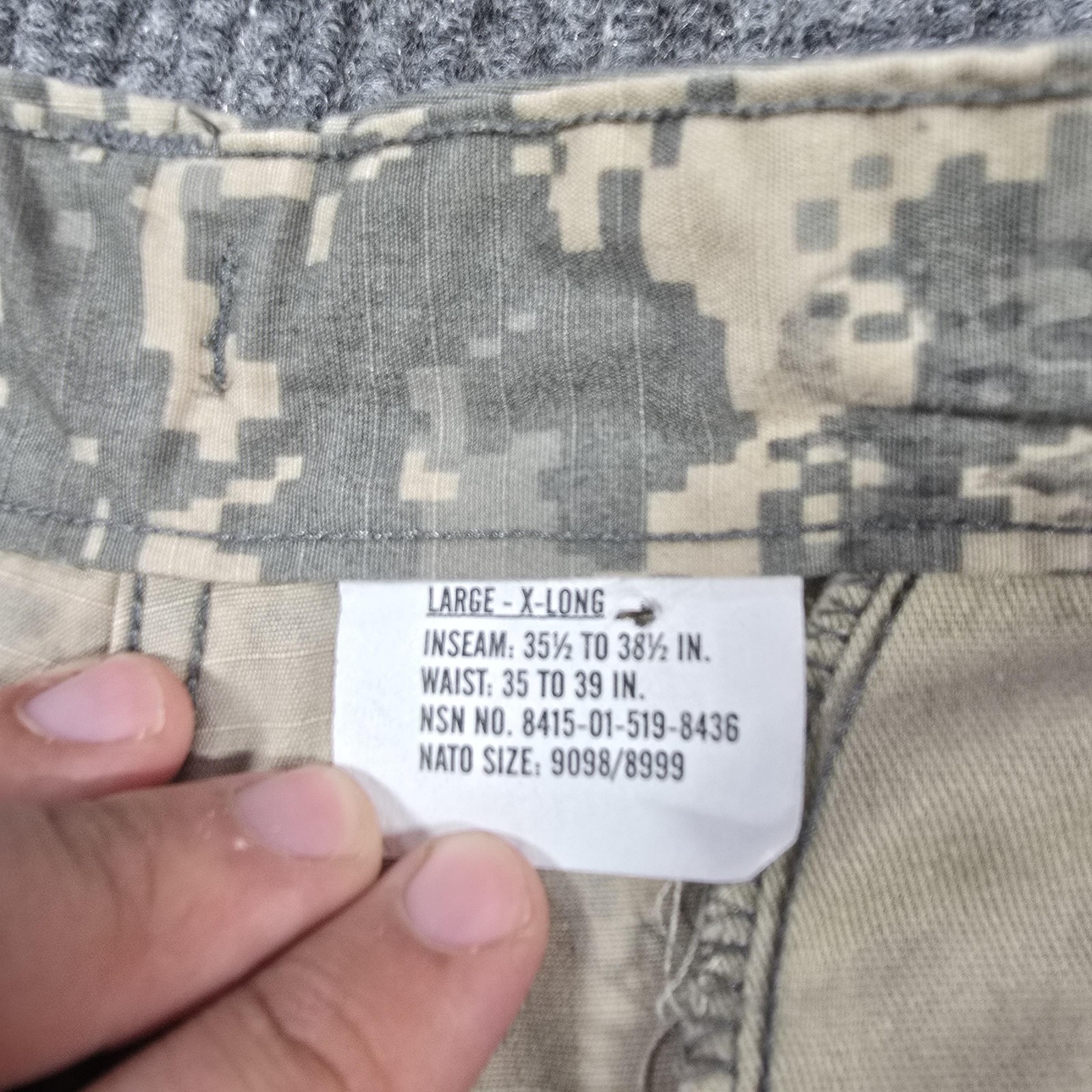 Woolrich ACU Pants Mens Large X-Long UCP Digital Camo Cargo Ripstop Button Fly